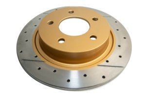 Mazda Mazda3 Brake Rotor (1) - Rear - DBA - Street Series XGold + Drilled/Slotted - Gold - `04-`05 Mazda Mazda3 Brake Rotor (1) - Rear - DBA - Street Series XGold + Drilled/Slotted - Gold - `04-`05