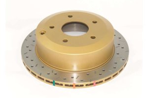 Pontiac GTO Brake Rotor (1) - Rear - DBA - 4000 Series XS Gold, Cross-Drilled & Slotted, Uni-Directional - Gold - 2005