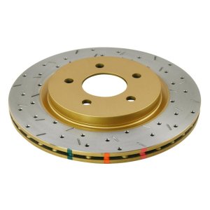 Ford Mustang Brake Rotor (1) - Rear - DBA - 4000 Series Drilled/Slotted - Gold - `05-`13 Ford Mustang Brake Rotor (1) - Rear - DBA - 4000 Series Drilled/Slotted - Gold - `05-`13