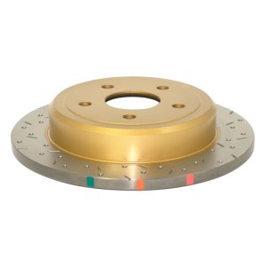 Infiniti QX56 Brake Rotors (1) - Rear - DBA - 4000 Series XS Gold Slotted/Drilled - Gold - `04-`08 Infiniti QX56 Brake Rotors (1) - Rear - DBA - 4000 Series XS Gold Slotted/Drilled - Gold - `04-`08