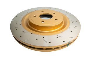 Infiniti Q50 Brake Rotor (1) - Front - DBA - 4000 Series XS Gold Drilled & Slotted - Gold - `16-`20 Infiniti Q50 Brake Rotor (1) - Front - DBA - 4000 Series XS Gold Drilled & Slotted - Gold - `16-`20