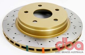 Dodge Ram Brake Rotor (1) - Front - DBA - 4000 Series XS Gold, Cross-Drilled/Slotted - Gold - `05-`10