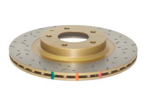 Mazda RX-8 Brake Rotor (1) - Rear - DBA - 4000 Series XS Cross Drilled/Slotted - Gold - `03-`10