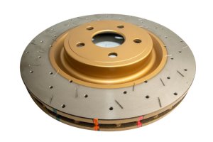 Dodge Durango Brake Rotor (1) - Front - DBA - 4000 Series XS Gold Slotted & Drilled - Gold - `17-`20
