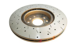 Volkswagen Golf Brake Rotors (1) - Front - DBA - 4000 Series XS Gold Drilled/Slotted - Gold - `04-`10