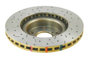 Saab 9-2X Brake Rotor (1) - Front - DBA - 4000 Series XS Drilled/Slotted - Gold - `05-`16