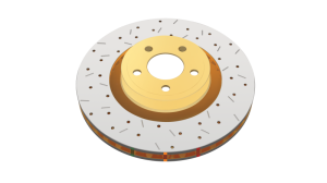 Saab 9-2X Brake Rotor (1) - Front - DBA - 4000 Series XS Drilled/Slotted - Gold - `05-`16