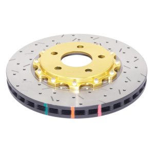 Ford Mustang Brake Rotor (1) - Front - DBA - 5000 Series Drilled/Slotted Rotor - Gold - `05-`10