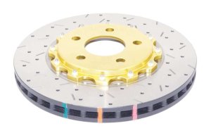 Ford Mustang Brake Rotor (1) - Front - DBA - 5000 Series Drilled/Slotted Rotor - Gold - `05-`10