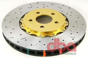 Ford Mustang Brake Rotors (2) - Front - DBA - 5000 Series Drilled/Slotted - Gold - `05-`10