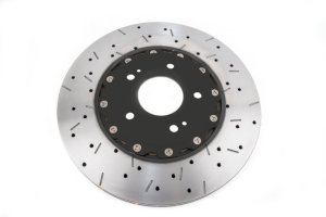 Mitsubishi Evolution Brake Rotor (2) - Front - DBA - 5000 Series Drilled/Slotted - Black - `00-`05 Mitsubishi Evolution Brake Rotor (2) - Front - DBA - 5000 Series Drilled/Slotted - Black - `00-`05
