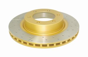 Volkswagen Golf Brake Rotor (1) - Rear - DBA - Street Series XGold Slotted/Drilled - Gold - `98-`06