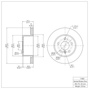 Land Rover Discovery Brake Rotor (1) - Front - DFC - Plain - `99-`04