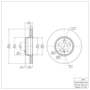 Land Rover Range Rover Brake Rotor (1) - Front - DFC - Plain - `03-`05