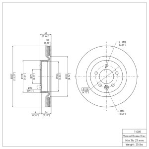 Land Rover Range Rover Sport Brake Rotor (1) - Front - DFC - `05-`09