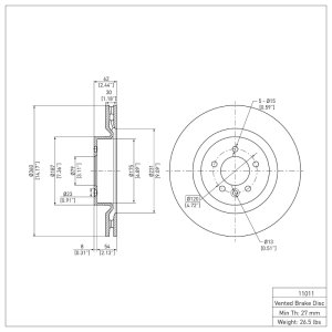 Land Rover Range Rover Sport Brake Rotor (1) - Front - DFC - Plain - `06-`17