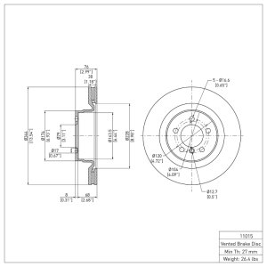 Land Rover Range Rover Brake Rotor (1) - Front - DFC - Plain - `06-`09