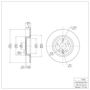 Land Rover Range Rover Evoque Brake Rotor (1) - Rear - DFC - Plain - `16-`19