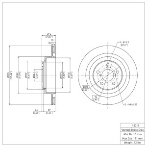 Subaru Impreza Brake Rotor (1) - Rear - DFC - Plain - `05-`09