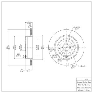 Subaru WRX Brake Rotor (1) - Rear - DFC - Plain - `08-`20