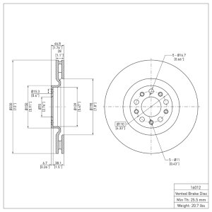 Alfa Romeo GIULIA Brake Rotor (1) - Front - DFC - Plain, OE - `17-`25