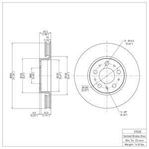 Volvo V70 Brake Rotor (1) - Front - DFC - Plain - `99-`09
