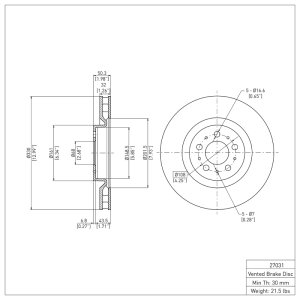 Volvo S60 Brake Rotor (1) - Front - DFC - Plain - `04-`07