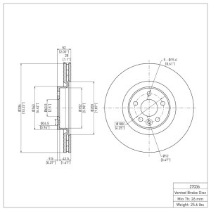 Volvo S60 Brake Rotor (1) - Front - DFC - Plain - `07-`16