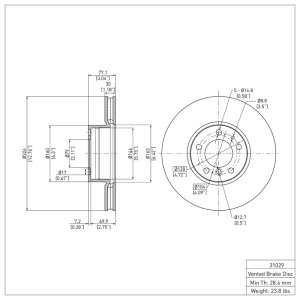 BMW 850CI Brake Rotor (1) - Front - DFC - Plain OE - `91-`01