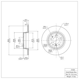 BMW 850i Brake Rotor (1) - Rear - DFC - Plain - `91-`01