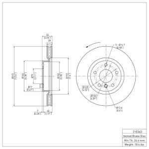BMW M3 Brake Rotor (1) - Left Front - DFC - Plain - `95-`02
