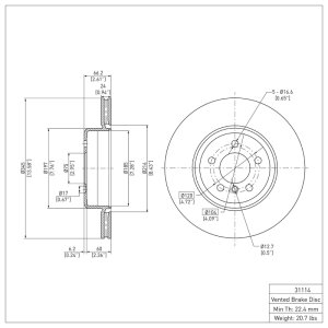 BMW 440I xDrive Convertible Brake Rotor (1) - Rear - DFC - Plain - `13-`21