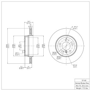 BMW X3 Brake Rotor (1) - Rear - DFC - Plain - `04-`10
