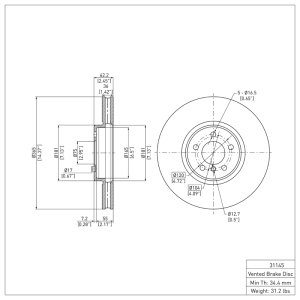 BMW X5 Brake Rotor (1) - Front - DFC - Plain - `08-`19
