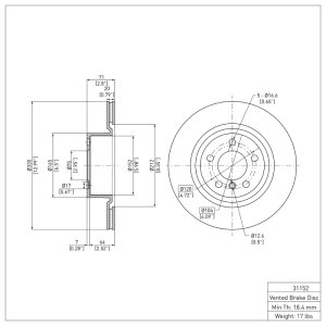 BMW X3 Brake Rotor (1) - Rear - DFC - Plain - `11-`18