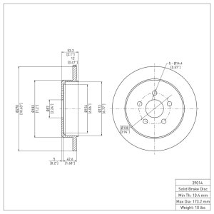 Chrysler PT Cruiser Brake Rotor (1) - Rear - DFC - Plain - `03-`10