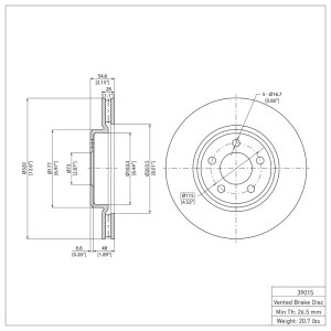 Chrysler 300 Brake Rotor (1) - Front - DFC - Plain - `05-`23