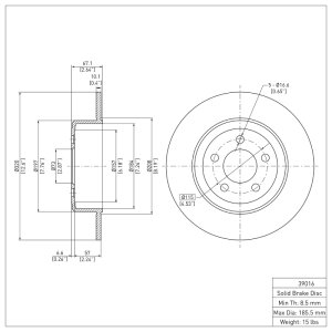 Chrysler 300 Brake Rotor (1) - Rear - DFC - Plain - `05-`23