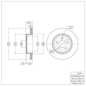Chrysler 300 Brake Rotor (1) - Rear - DFC - Premium Plain - `05-`23