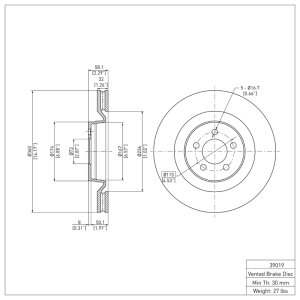 Chrysler 300 Brake Rotor (1) - Front - DFC - Plain - `19-`23 Chrysler 300 Brake Rotor (1) - Front - DFC - Plain - `19-`23