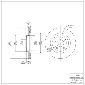 Chrysler Sebring Brake Rotor (1) - Front - DFC - Plain - `07-`25