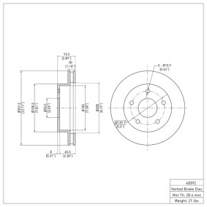 Dodge Ram 1500 Pickup Brake Rotor (1) - Front - DFC - Plain - `00-`01