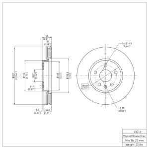 Buick Regal Brake Rotor (1) - Front - DFC - Plain - `10-`25