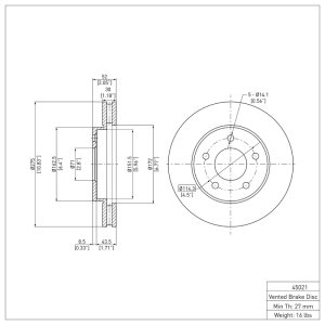Buick Rendezvous Brake Rotor (1) - Front - DFC - Plain - `01-`07