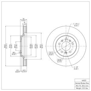 Buick LaCrosse Brake Rotor (1) - Front - DFC - Plain - `06-`16