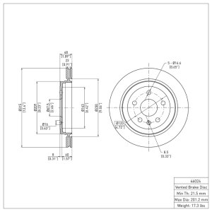 Cadillac CTS Brake Rotor (1) - Rear - DFC - Plain - `08-`19