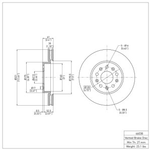 Cadillac CTS Brake Rotor (1) - Front - DFC - Plain - `14-`20