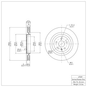 Cadillac CTS Brake Rotor (1) - Rear - DFC - Plain - `09-`24