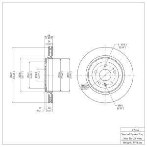 Chevrolet Corvette Brake Rotor (1) - Rear - DFC - Plain - `14-`19