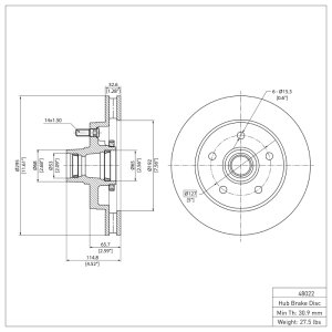 Chevrolet Tahoe Brake Rotor (1) - Front - DFC - Plain - `92-`02